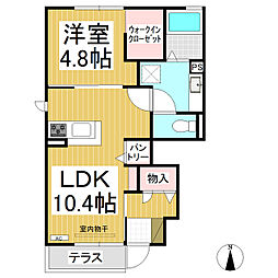 サンガーデン 1階1LDKの間取り