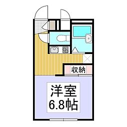 レオパレスハーモニー高川原 1Kの間取図画像