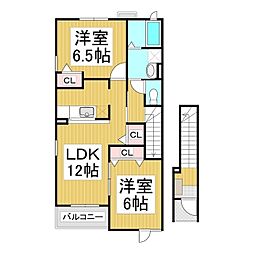 メゾン・アプリ弐番館 2LDKの間取図画像