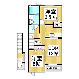 フランA 2LDKの間取図画像