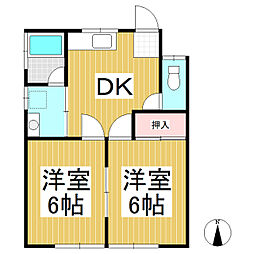 青波アパートA 2DKの間取図画像