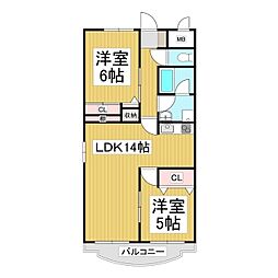 ボナール 2LDKの間取図画像