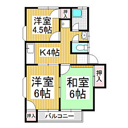サンハイツ西村A 3Kの間取図画像