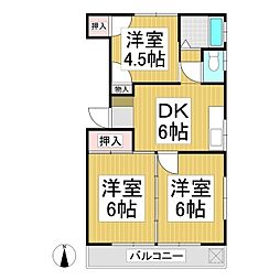 第1松本コーポ 3DKの間取図画像