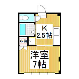 アップルハウス 1Kの間取図画像
