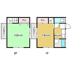 千曲ハイツ 2Kの間取図画像