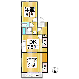 第2松本コーポ 2DKの間取図画像