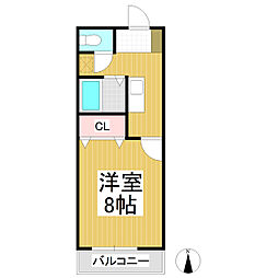 アパルト長野 1Kの間取図画像