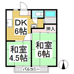 パナハイツ船山C 2DKの間取図画像
