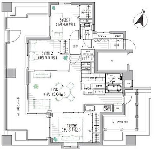 間取り 藤和シティホームズ島津山西 12階/-