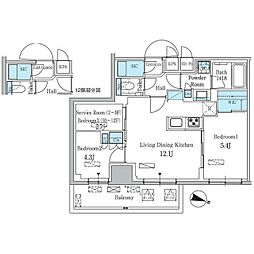 パークアクシス板橋本町ステーションゲート 2SLDKの間取図画像