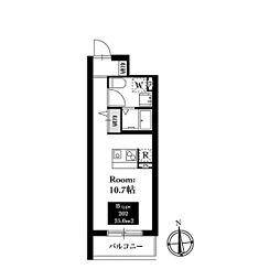板橋区蓮根1丁目マンション ワンルームの間取図画像