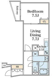 エクセルシオール目黒三田 1階1LDKの間取り