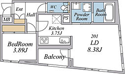 エクセルシオール恵原町 1LDKの間取図画像