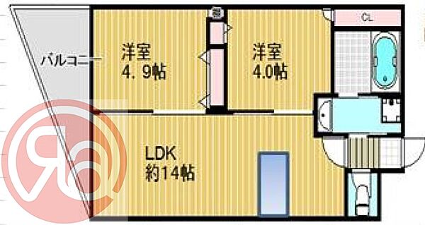 大阪府大阪市西区立売堀4丁目(賃貸マンション2LDK・2階・51.00㎡)の写真 その2