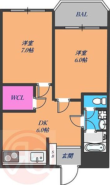 新町コーポ ｜大阪府大阪市西区新町3丁目(賃貸マンション2DK・7階・43.00㎡)の写真 その2