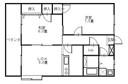 レジデンスY 2DKの間取図画像