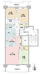 サン・ステージ緑園都市東の街7番館 3LDKの間取図画像