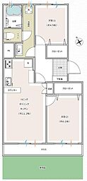 平戸台ハイツ3号棟 2LDKの間取図画像
