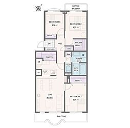 さがみ野パークハイツA棟 3LDKの間取図画像
