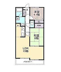 グランディ大和 2LDKの間取図画像
