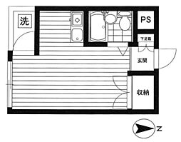 池之端グリーンハイツ ワンルームの間取図画像