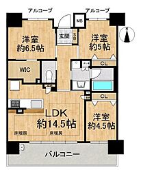 プレサンスグラン茨木駅前 3LDKの間取り