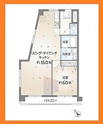 マンション祐天寺 1LDKの間取図画像
