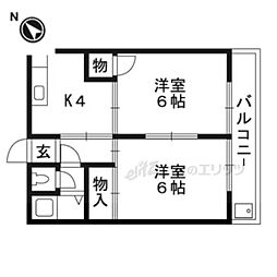 ワニコーポ 2Kの間取図画像