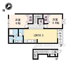 ミニヨンB 2LDKの間取図画像