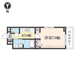 ルピナス ウエスト 1Kの間取図画像