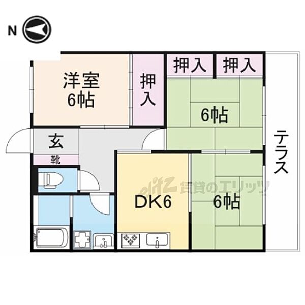 滋賀県長浜市南高田町(賃貸アパート3DK・3階・58.32㎡)の写真 その2