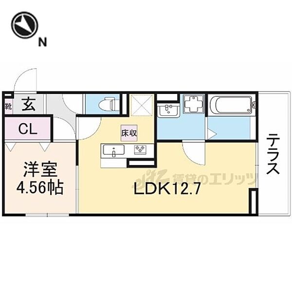 滋賀県栗東市北中小路(賃貸アパート1LDK・1階・41.86㎡)の写真 その2