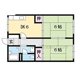 藤井ハイツ 2DKの間取図画像