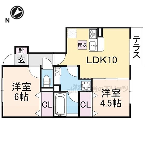 滋賀県犬上郡豊郷町大字沢(賃貸アパート2LDK・1階・49.64㎡)の写真 その2