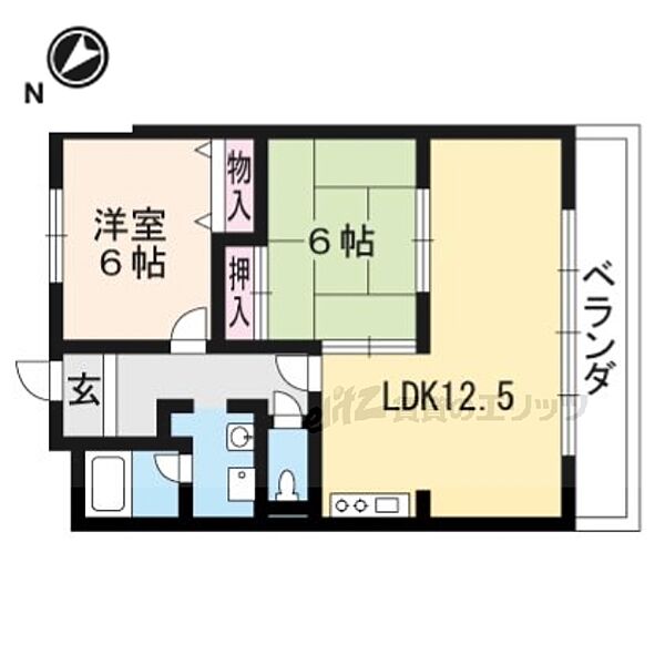 グランパティー小柿 402｜滋賀県栗東市小柿７丁目(賃貸マンション2LDK・4階・56.70㎡)の写真 その2