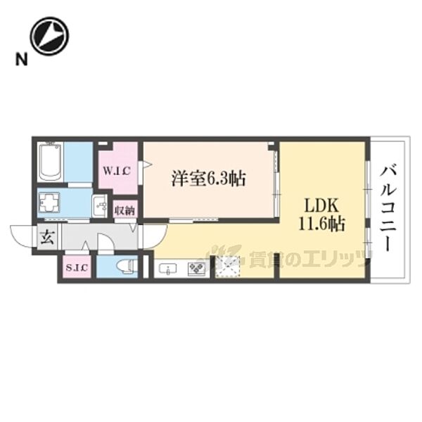 滋賀県栗東市小平井２丁目(賃貸アパート1LDK・2階・42.59㎡)の写真 その2