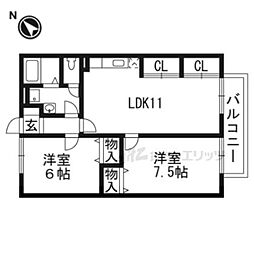 ハイツ・パル 2階2LDKの間取り