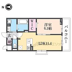 レスパスカルム 2階1LDKの間取り