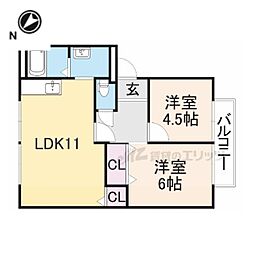 近江鉄道近江本線 ひこね芹川駅 徒歩35分の賃貸アパート 1階2LDKの間取り