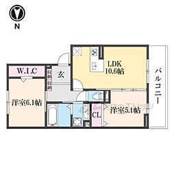 ＵＴＡＴＡ（ウタタ） 202 2階2LDKの間取り