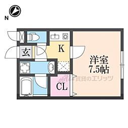 近江鉄道近江本線 彦根口駅 徒歩13分の賃貸アパート 2階1Kの間取り