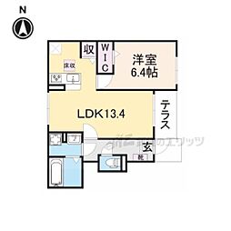 プラシード・アロッジオIV 1階1LDKの間取り