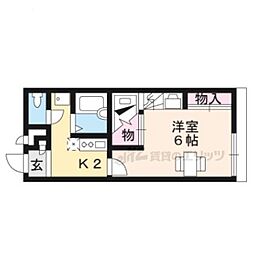 JR湖西線 おごと温泉駅 徒歩5分の賃貸アパート 2階1Kの間取り