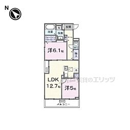 近江鉄道近江本線 八日市駅 3.2kmの賃貸アパート 3階2LDKの間取り