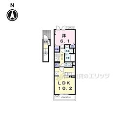 京阪石山坂本線 坂本比叡山口駅 徒歩3分の賃貸アパート 2階1LDKの間取り