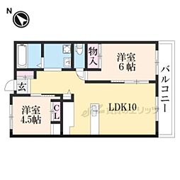JR東海道・山陽本線 石山駅 徒歩25分の賃貸マンション 1階2LDKの間取り