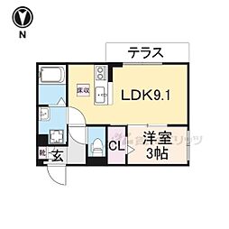 JR東海道・山陽本線 彦根駅 徒歩11分の賃貸アパート 1階1LDKの間取り