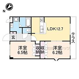 レマルージュ 1階2LDKの間取り