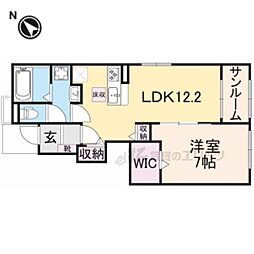 フローラ愛知川 1階1LDKの間取り